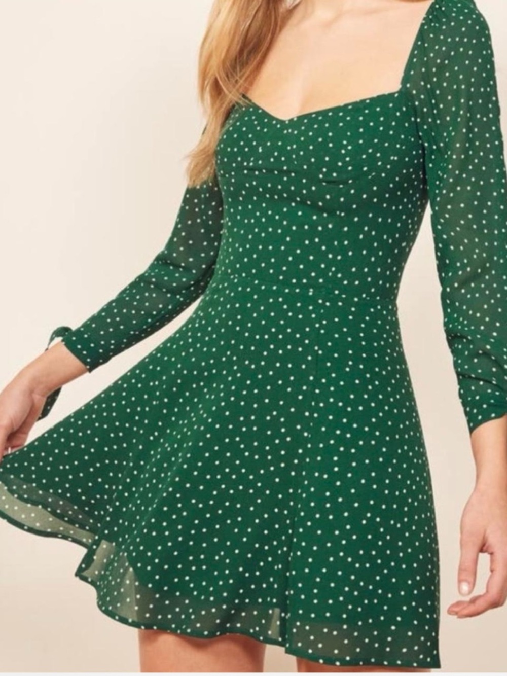 Reformation Green Polka Dot Minidress Dress